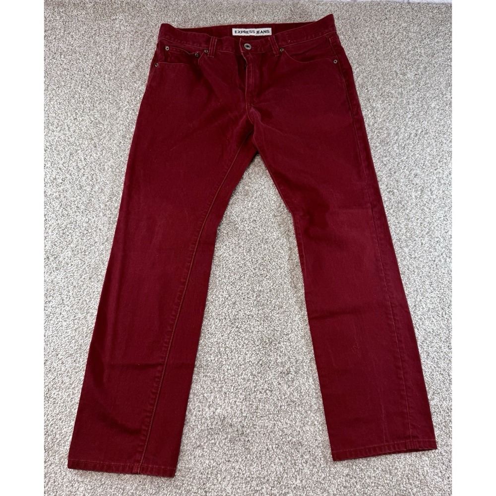 Express Men's Jeans Rocco 32x30 Slim Fit Skinny Leg Dark Red Burgandy Y2K 90s